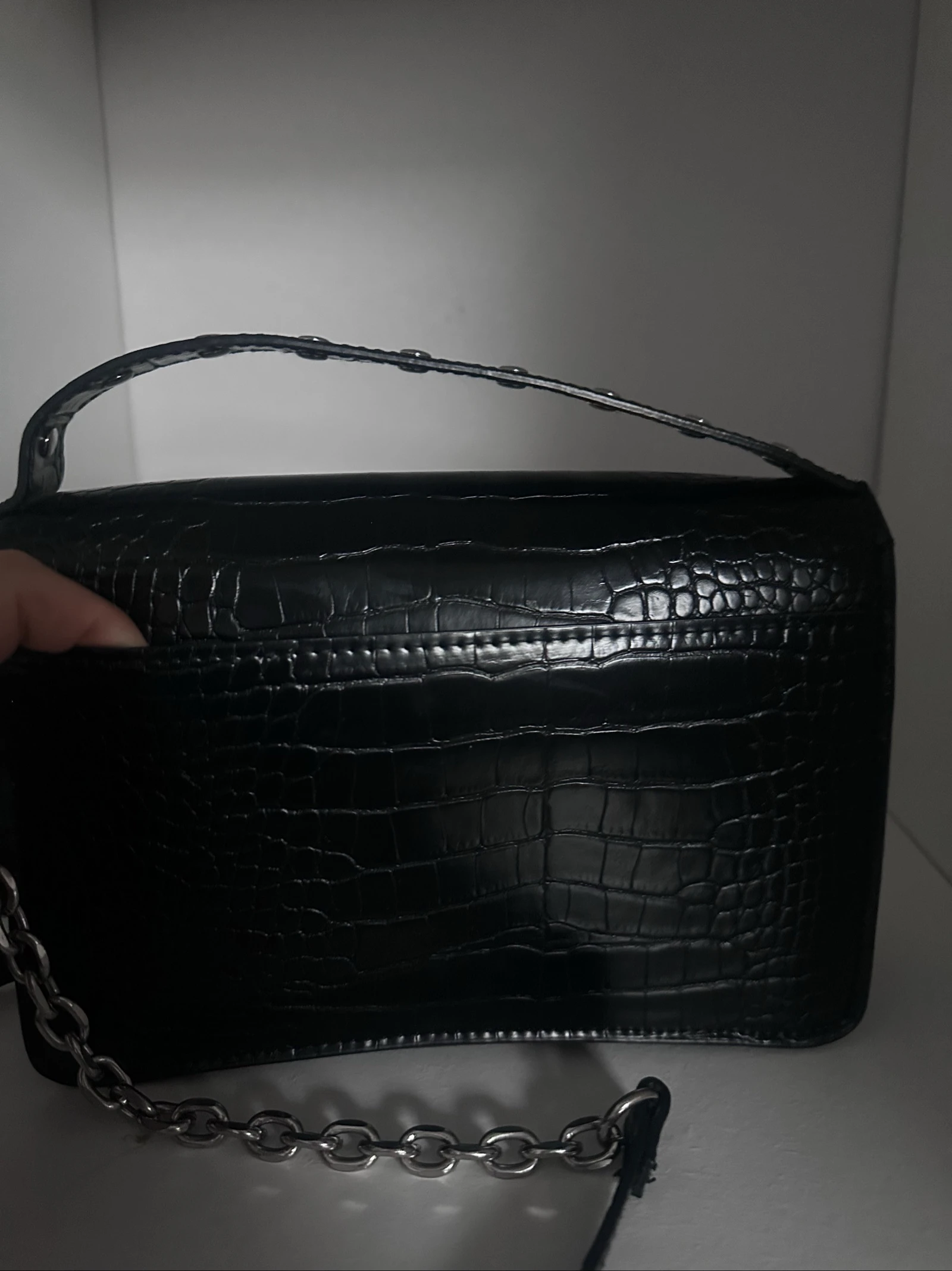 Black leather effect shoulder bag Bershka – photo 2
